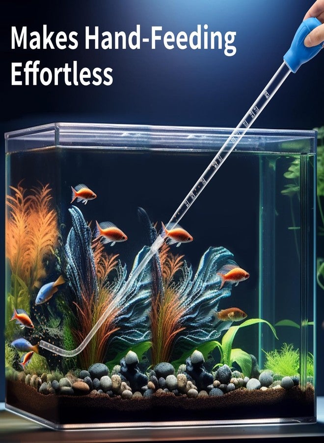 Depeew 50ml Aquarium Coral Fish Feeder, 27.7IN Extra Long Turkey Baster for Aquarium Siphon for Fish Tank Water Changer, Aquarium Cleaning Tools, Blue - Image 2